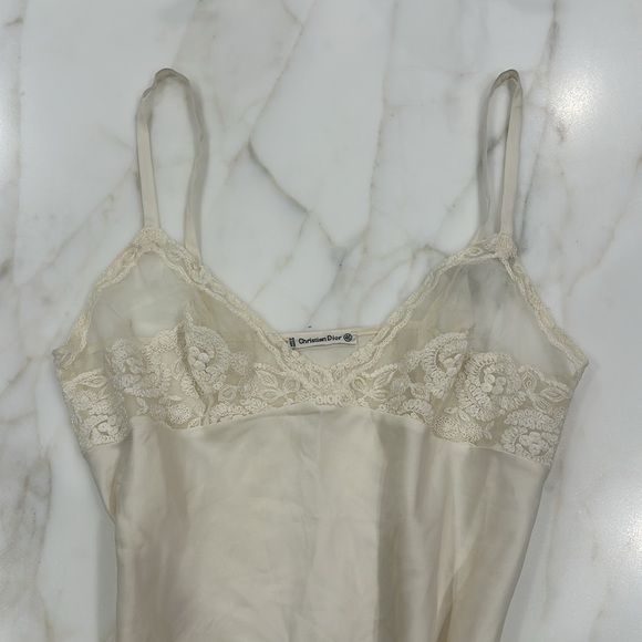 Vintage Christian Dior Lingerie Top/Short Night Dress Lace Cream - Picture 4 of 5